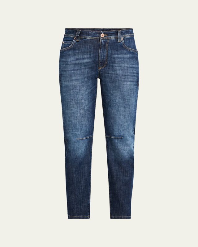 Mid-Rise Skinny-Leg Ankle Equestrian Denim Jeans